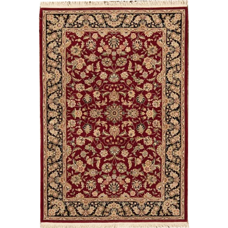 Hand-Knotted High-Quality Red and Navy Area Rug
