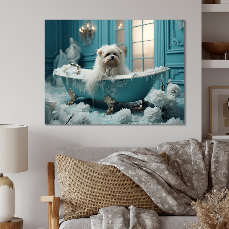 Bulles Doggy Bath Haven - Art mural en métal pour salle de bain MT132120, H 30 po x l 40 po x P 1,5 po
