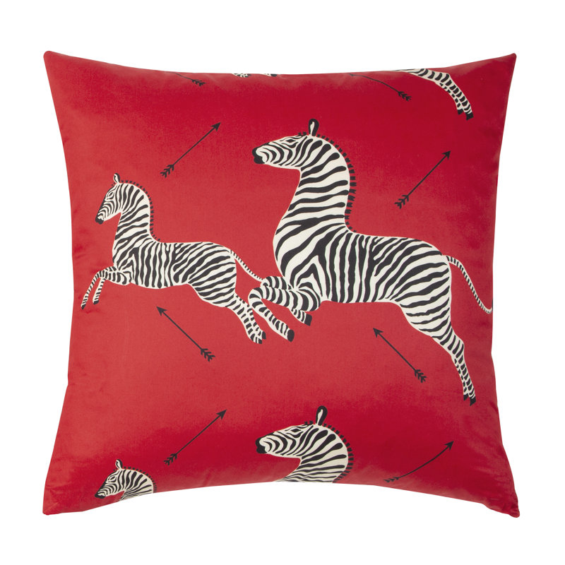 Zebras Square Pillow Cover & Insert, Masai Red