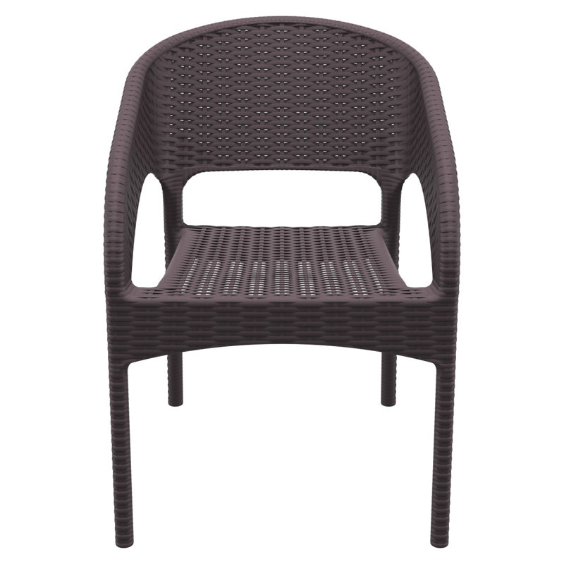 Tomosuke Stacking Patio Dining Arm Chair, Brown