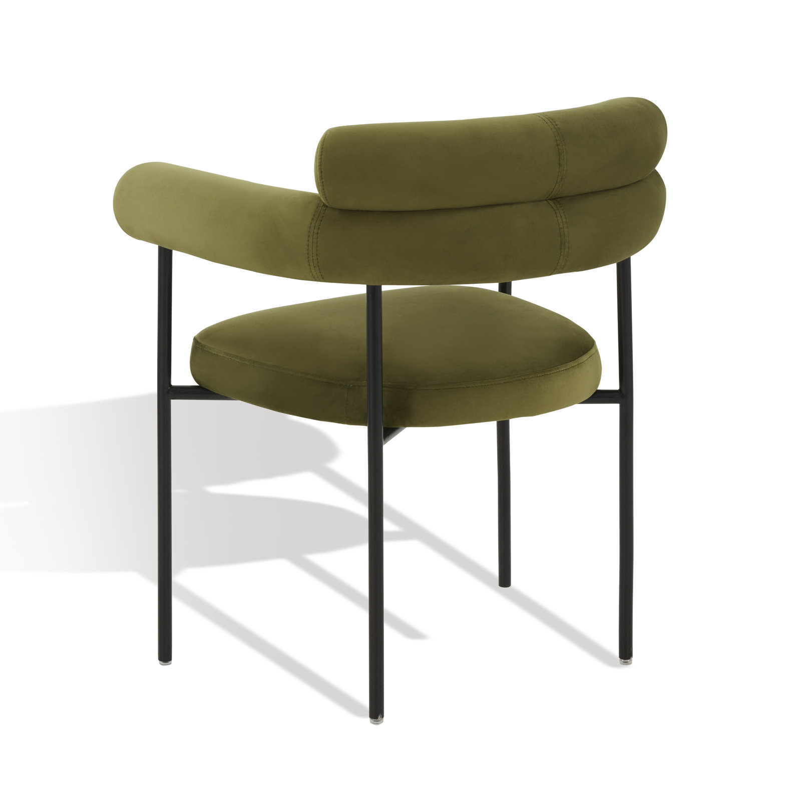 Bellport Curved Back Dining Chair, Olive Green Velvet