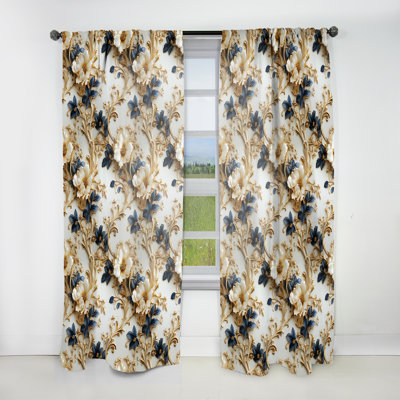 Vintage Ornamental Frames Victorian Pattern I - Bohemian Curtain - Velvet Room Darkening - 1 panel
