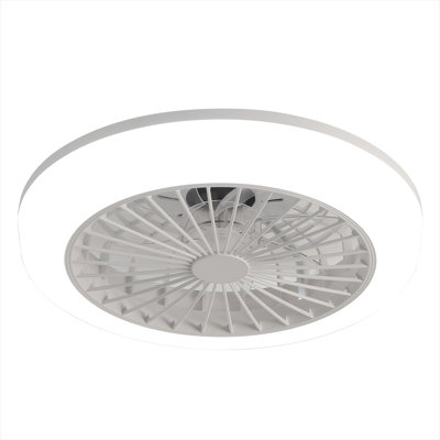 Ventilateur de plafond blanc 18 po avec télécommande, flux d'air saisonnier et moteur à courant continu, éclairage DEL