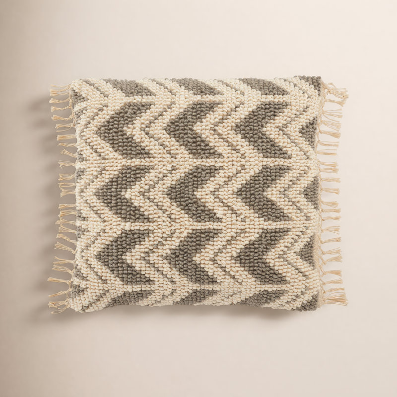 Oakleaf Chevron Throw Pillow, Gray/Ivory, Down