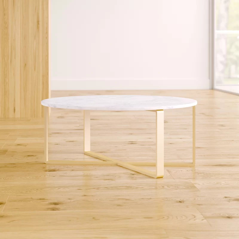 Table basse Rosi, Blanc, Doré