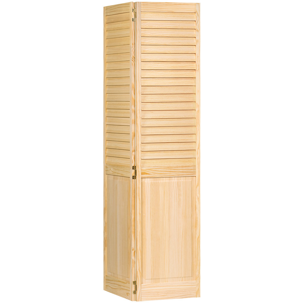 Kimberly Bay Louvered Wood Unfinished Half Panel Plantation Bi-Fold ...