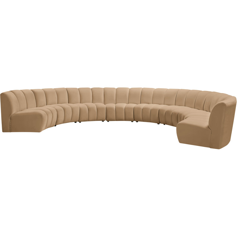 Infinity Wide Velvet Symmetrical Corner Sectional, Camel Velvet, 8-Piece