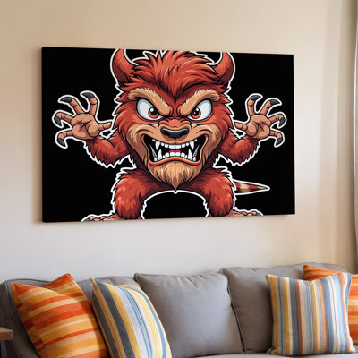 Canvas A Cartoon Character With A Wild Mischievous Expression Stands Prominently Wall Art In The Center Showcasing Exaggerated Canvas Wall Art