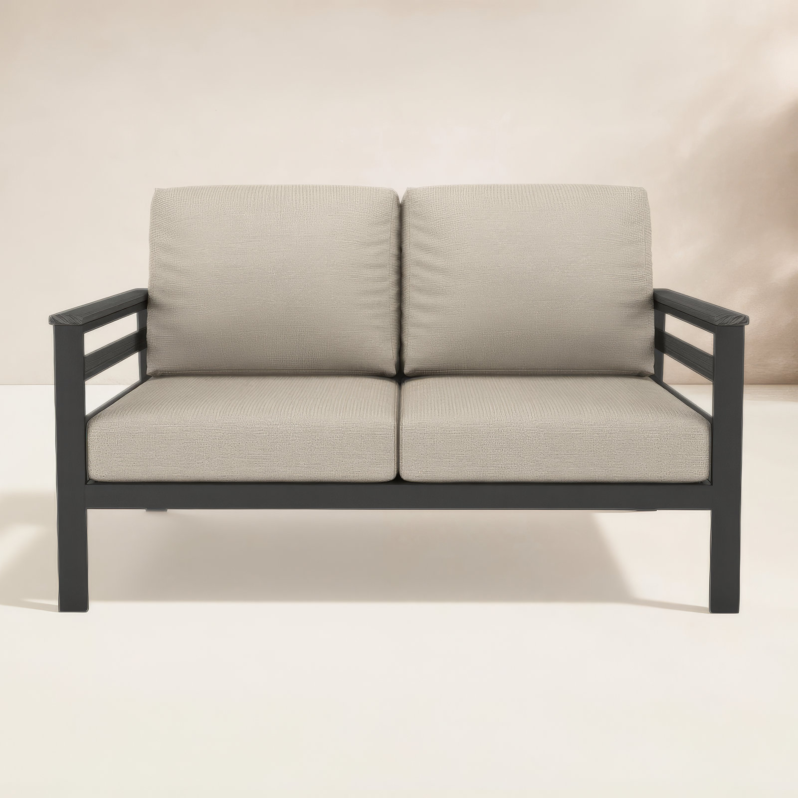 Townsend 55" Sunbrella® Patio Loveseat, Cast Silver Sunbrella®, Dark Gray