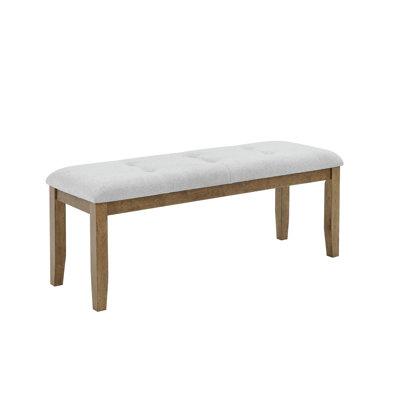 Dining Bench In Gray Fabric With Walnut Oak Finish, 48 Inches Wide, 16 Deep, Seating 2, Rubberwood And Cotton For Zones 48"W Oak, 16"D, Seats Made Of