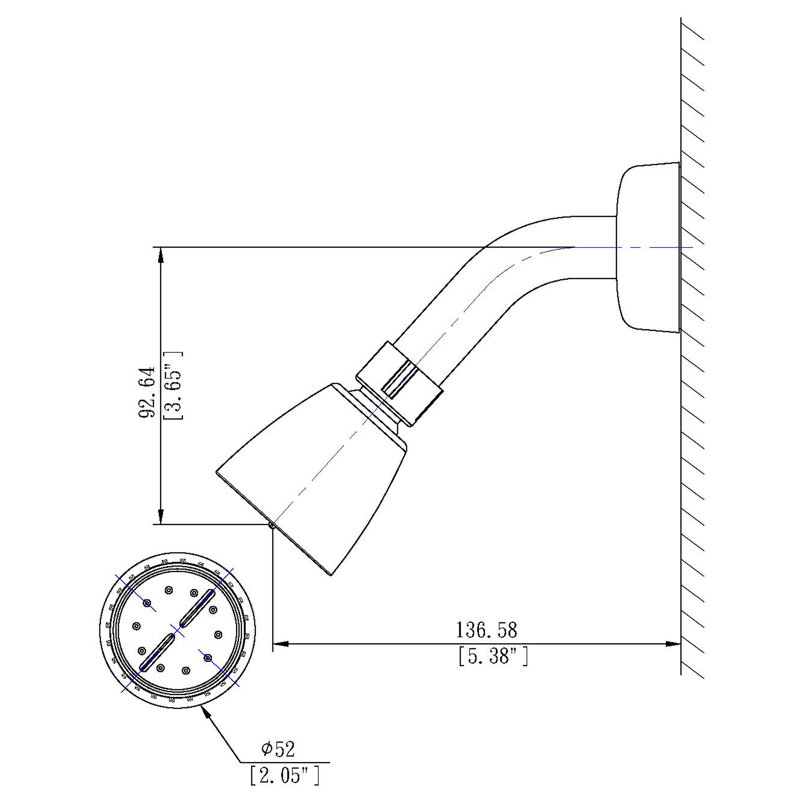 Mobile Home Two Handle Non-Metallic Tub and Shower Diverter with Shower Head, Brushed Nickel