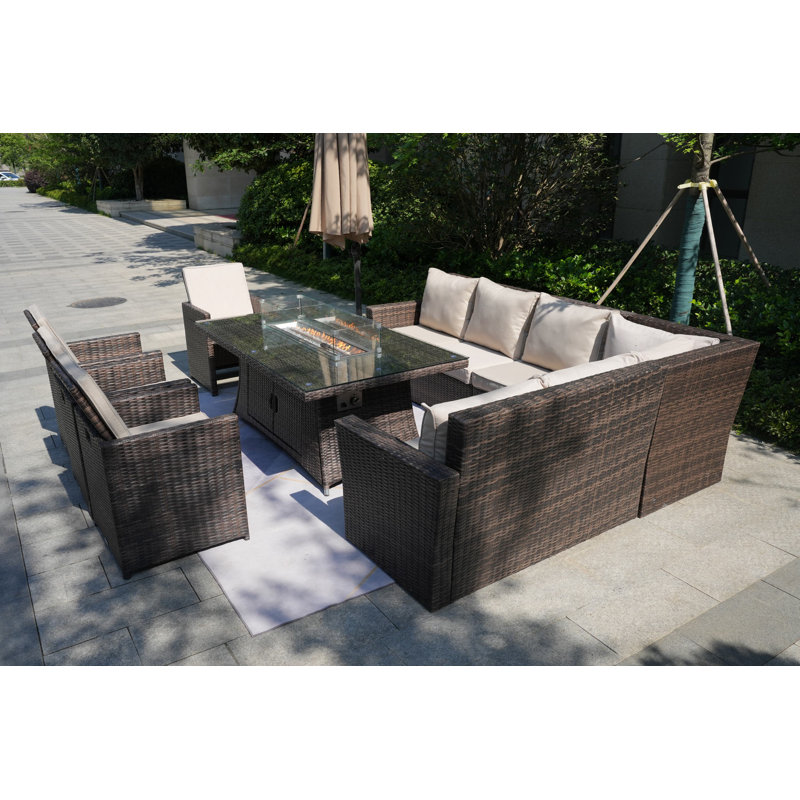 10 - Person Patio Conversation Set with Cushions