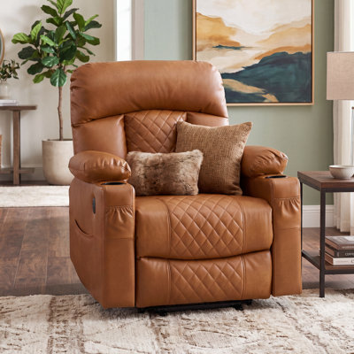 Power Lift Recliner Chair With Massage And Heat For Elderly, Leather Lift Recliners With Extented Footrest, Infinite Position Lift Chair With Cup Holder, Usb & Type C Ports
