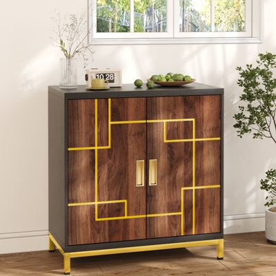 2 - Door Accent Cabinet, Storage Cabinet With Steel Feet