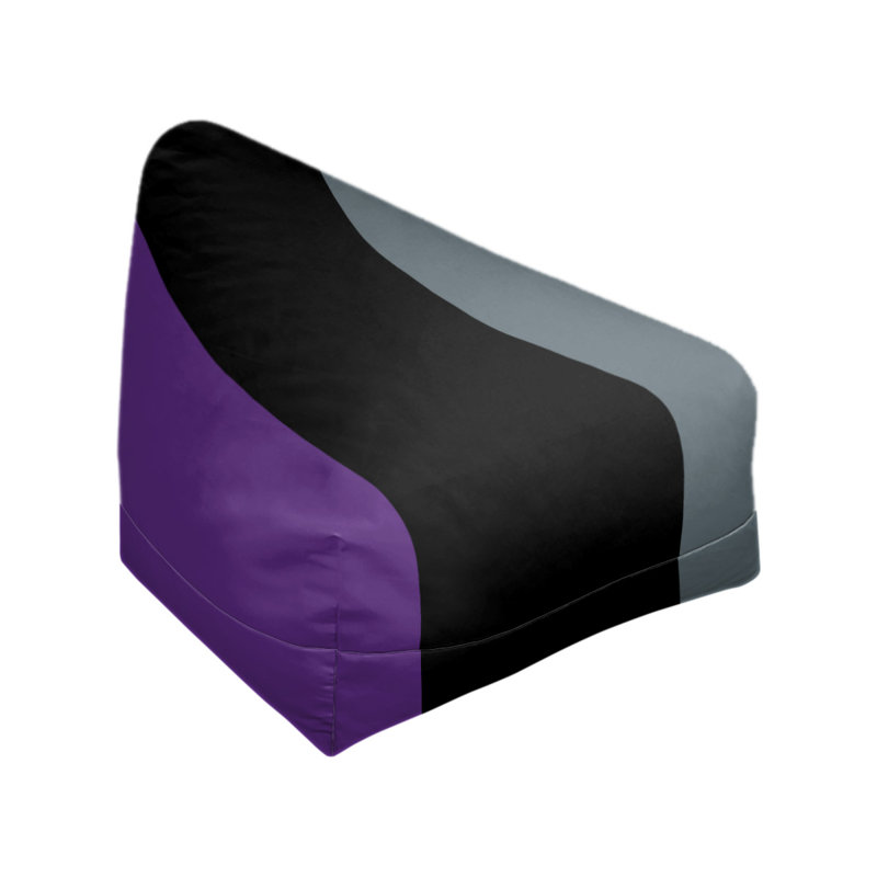 Sacramento Bean Bag Chair & Lounger, Purple/Black/Slate Gray, 27" x 27" x 30"
