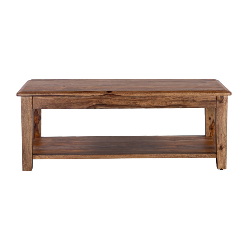 Table basse avec tablette de sol en bois massif avec rangement Clermont