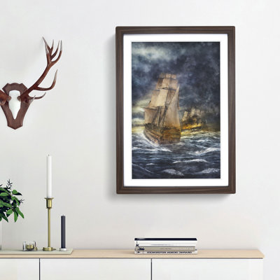 Naval Battle Ship at War - Picture Frame Graphic Art Print