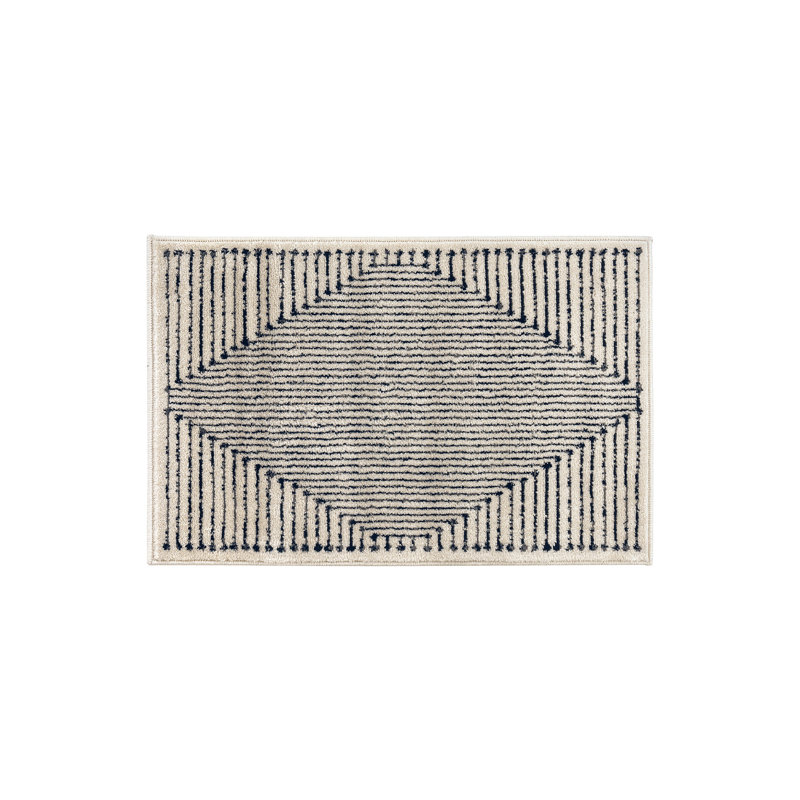 Modern Cream And Black Geometric Area Rug, Rectangle 2'2" x 4'