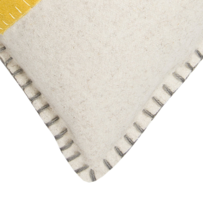Housse de coussin décoratif fait à la main à motif floral 3D, 12 po x 20 po, Carreauté jaune et gris - lin