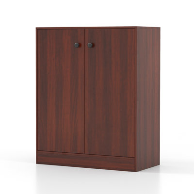 Ebern Designs 2-door Storage Cabinet Freestanding Storage Organizer With 3-tier Shelf Entryway Brown
