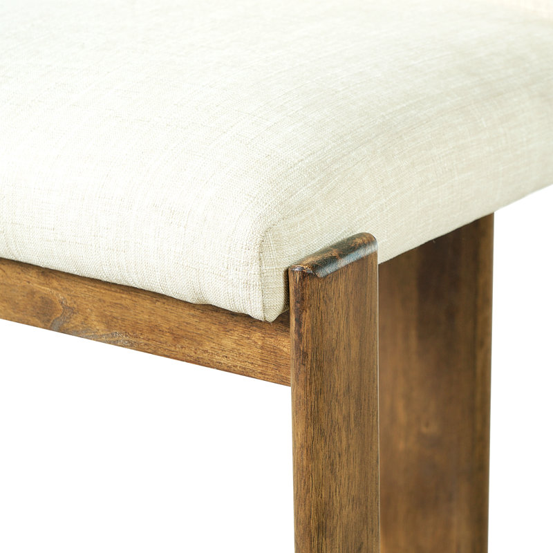 Ensemble de 2 tabourets de bar modernes en bois massif à hauteur de comptoir de 24 po, chaise d'îlot de cuisine rembourrée en lin