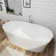 63" Solid Surface Stone Resin Oval-shaped Freestanding Soaking Bathtub With Overflow