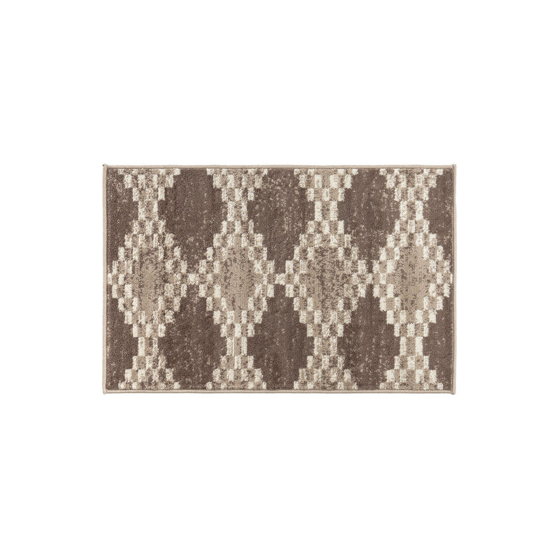 Tapis beige et brun de style sud-ouest, Rectangle 2 pi 2 po x 4 pi