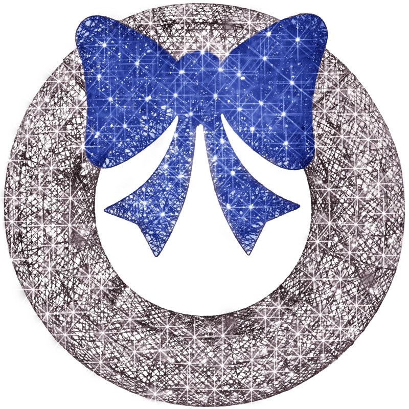 Couronne de Noël pré-éclairée, Argent / bleu