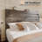 Queen Grey Bed Frame with 51" Tall Headboard, Integrated Reading Lights, and Rustic Wood Finish-892505401-889230906