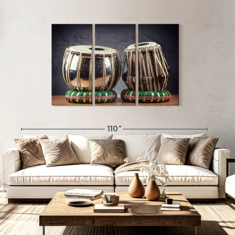 Abarca Tabla Drums, H 48 po x l 74 po