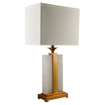 Rhodes 25.98" Antique Brass/White Table Lamp
