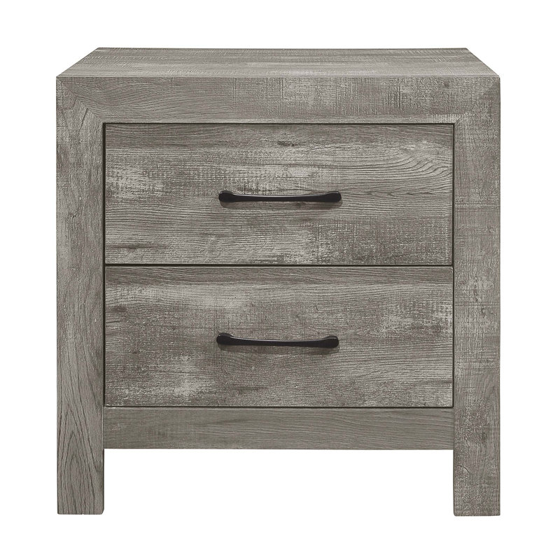 Table de chevet de style rustique avec 2 tiroirs, conception transitionnelle pour les chambres modernes et rangement efficace