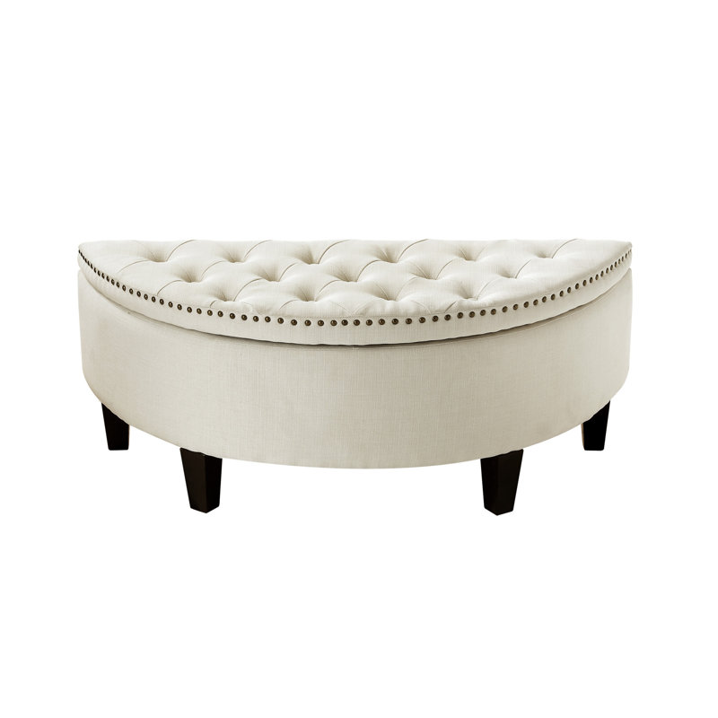 Rangement demi-cercle capitonné noir 44 po Venne, White Linen