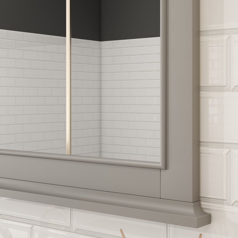Pineville Traditional Vanity Mirror, Gray