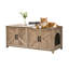 Wooden Cat Litter Box Enclosure Furniture Hidden 2 Rooms Storage Cabinet Greige | Gift Idea