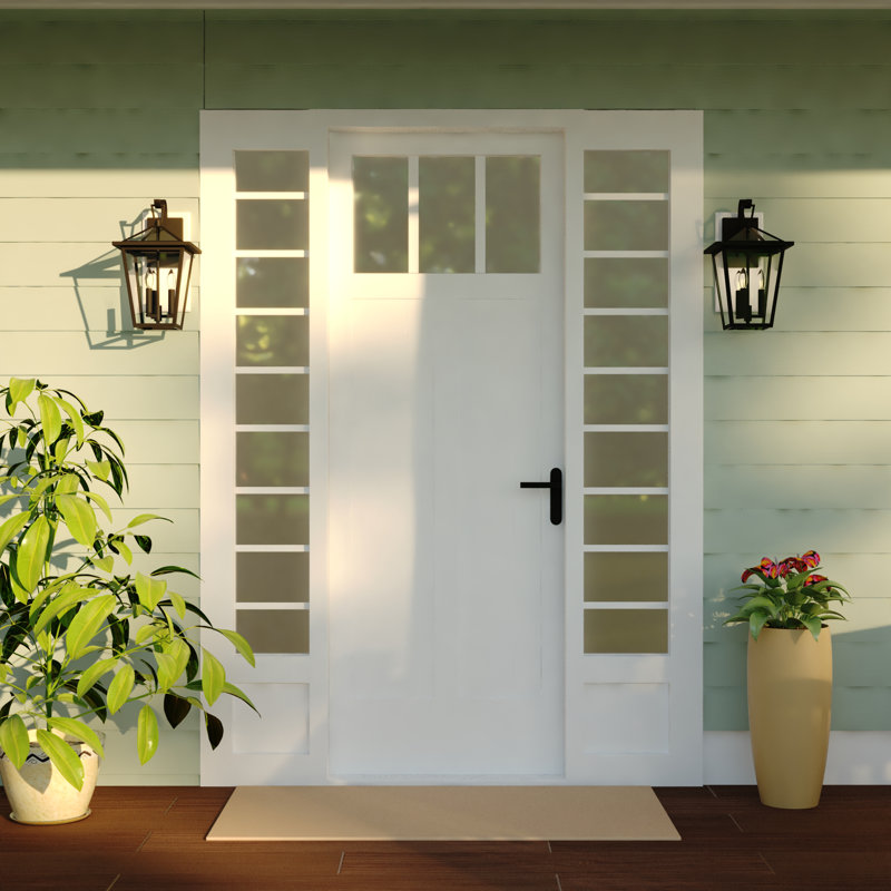 Tenli 17.25 in. H 3-Light Matte Black Dusk to Dawn Sensor Transitional Outdoor Wall Sconce, Durable Metal, Clear Glass Shade, LED Compatible for Exterior Porch Patio Front Door or Garage