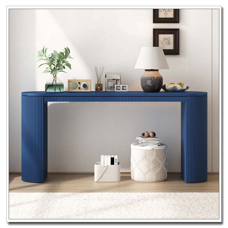 Console incurvée à rayures verticales uniques, Marine