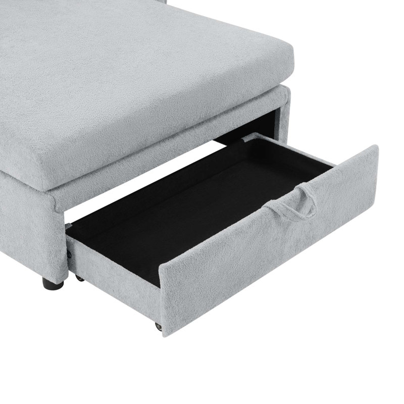 Canapé-lit moderne avec rangement dissimulé et coussins, Gray Velvet