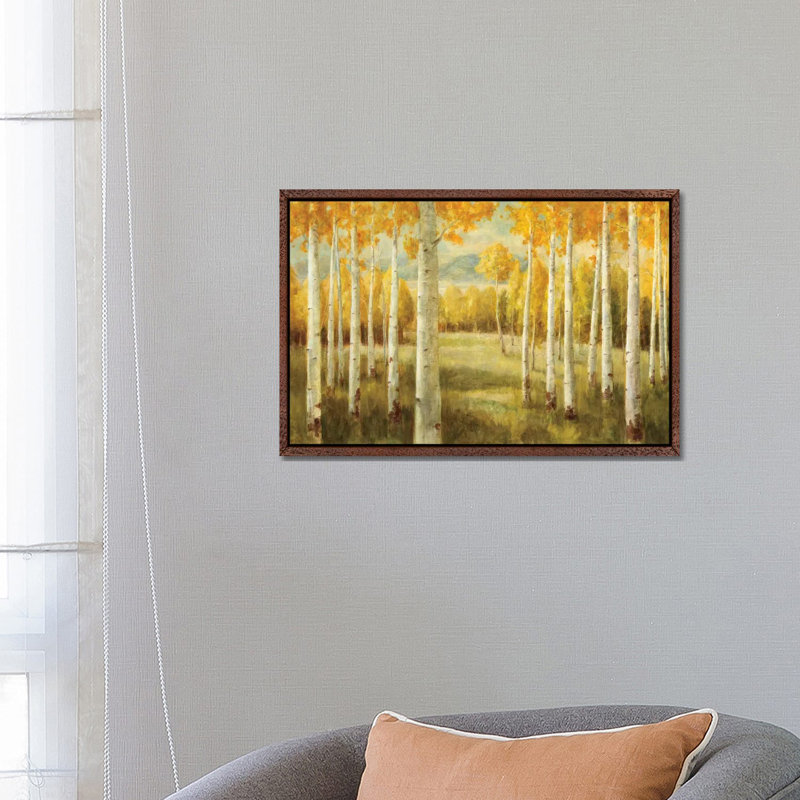 Aspens 1 Piece Painting on Canvas, 66.04 cm H x 45.72 cm W, Classic Brown Wood Framed