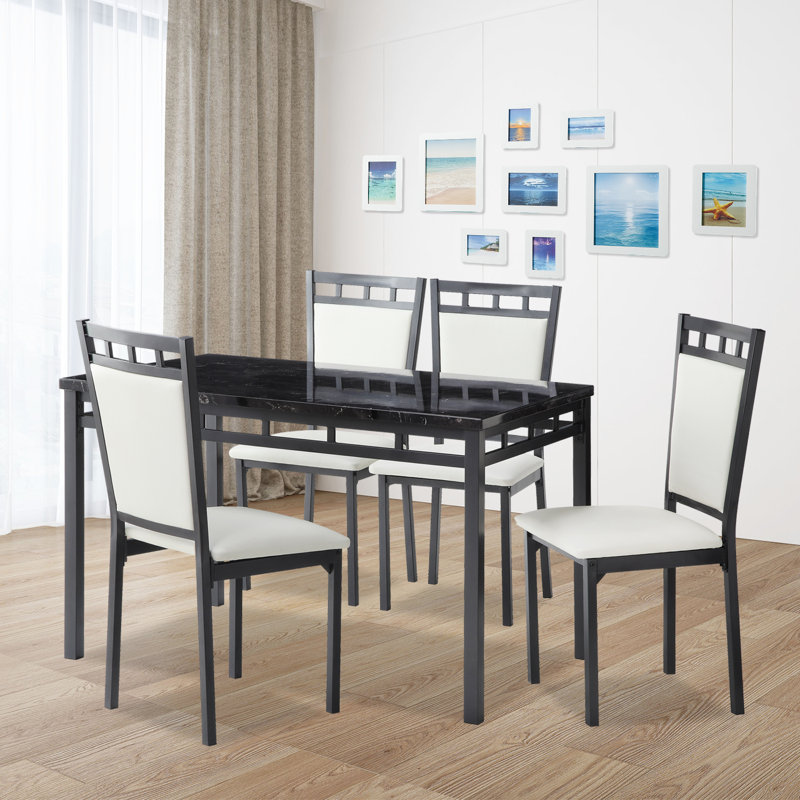 Ensemble repas 4 personnes à hauteur de comptoir Jaffrey, Blanc