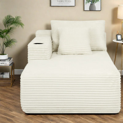 Canapé d'angle à compression avec méridienne Cloud de 147 cm (58 pouces), tissu moelleux, style moderne pour salon