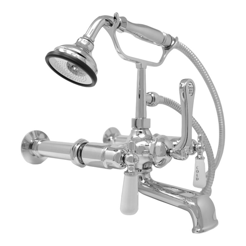 British Telephone Wall Mount Lavatory Faucet with Handheld by Strom Living, Chrome