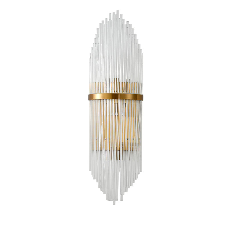 Transitional 2 Light Glass Rod Wall Sconce, Antique Brass