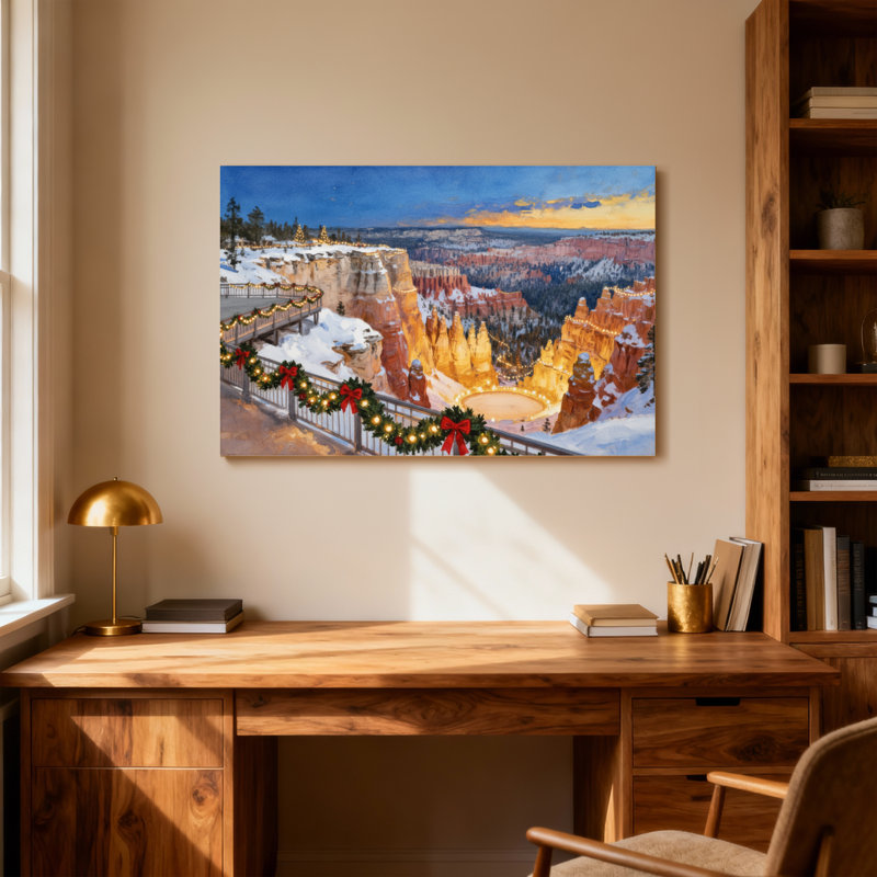 Paysage de Noël d'hiver avec décorations de Noël, H 12 po x l 18 po