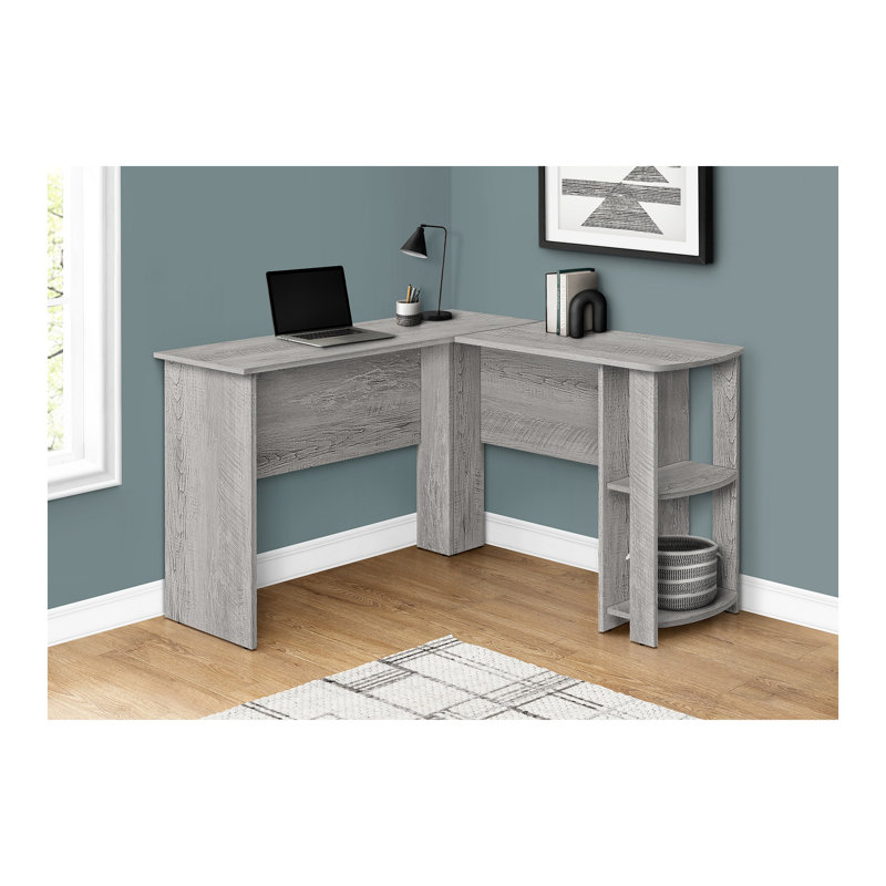 Bureau d'ordinateur, bureau personnel, coin, tablettes de rangement, L 48 po, forme en L, travail, ordinateur portable, contemporain, moderne