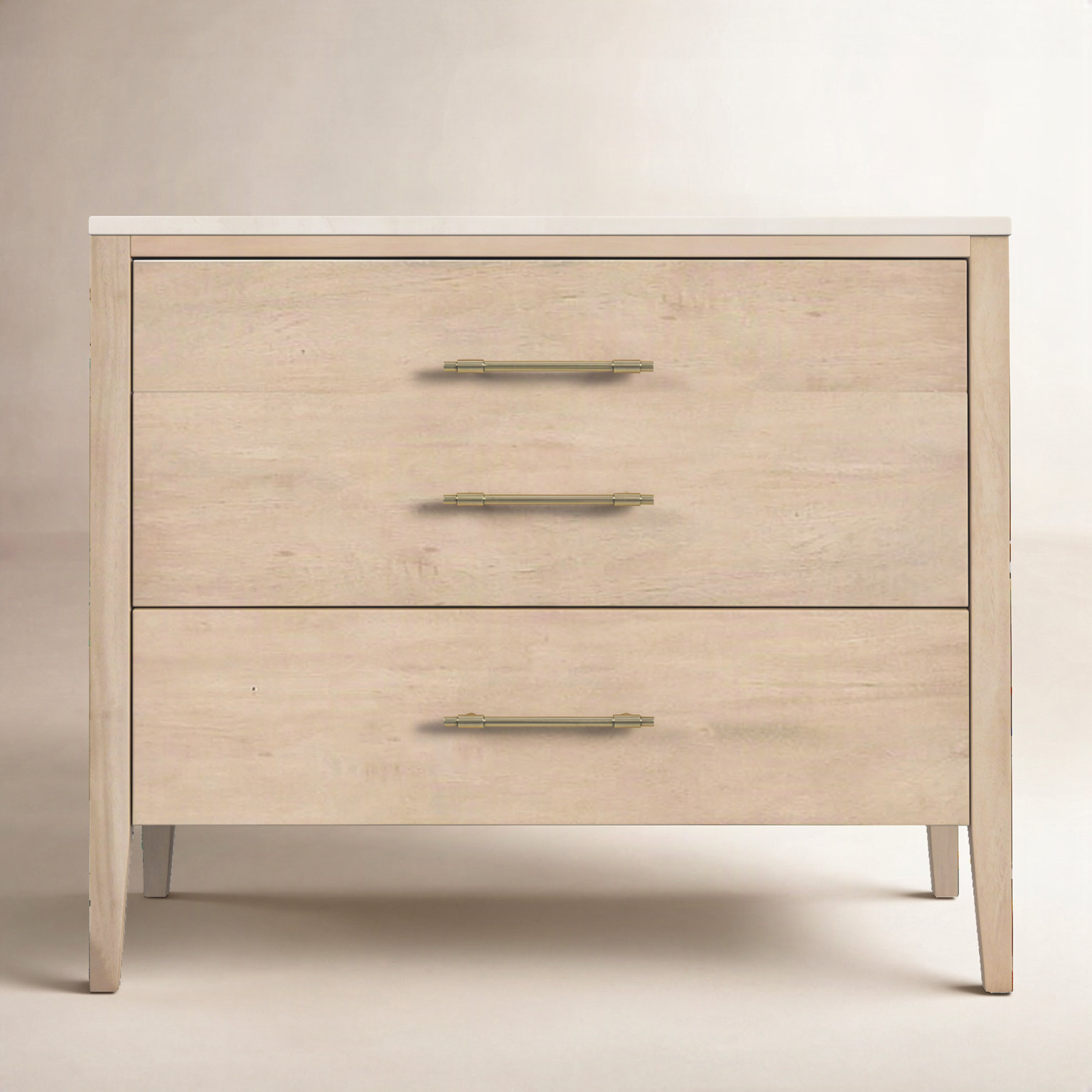 33" Genuine Marble Dresser, Natural/Ivory
