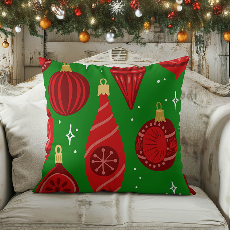 Coussin décoratif d'intérieur Ornaments, Carré 16 po, Vert