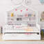 Lit double en bois avec lit gigogne simple, lit pour enfant avec tablette