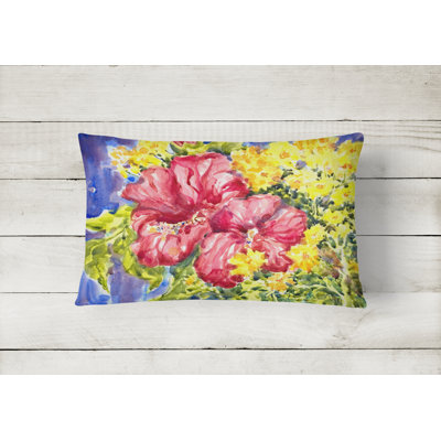 Hibiscus Floral Outdoor Throw Pillow
