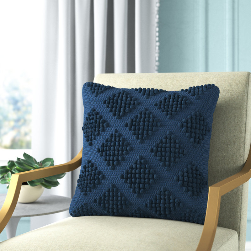 Elaine Square Pillow Cover & Insert, Navy